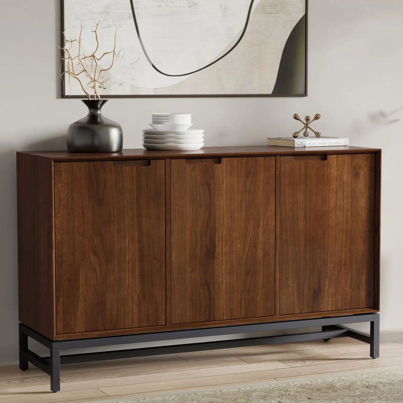 Banting - 3 Door Sideboard Buffet With Adjustable Shelves - Natural Walnut by HouseOfZazla