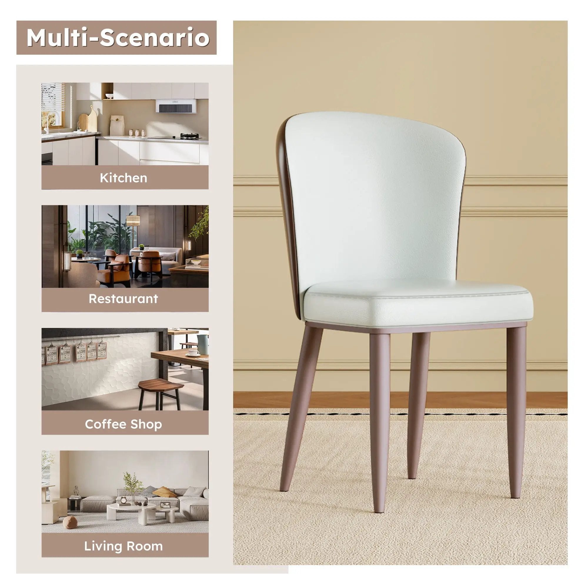 Dining Chair With Carbon Steel Legs, Comfortable Seating, (Set of 2) - White by HouseOfZazla