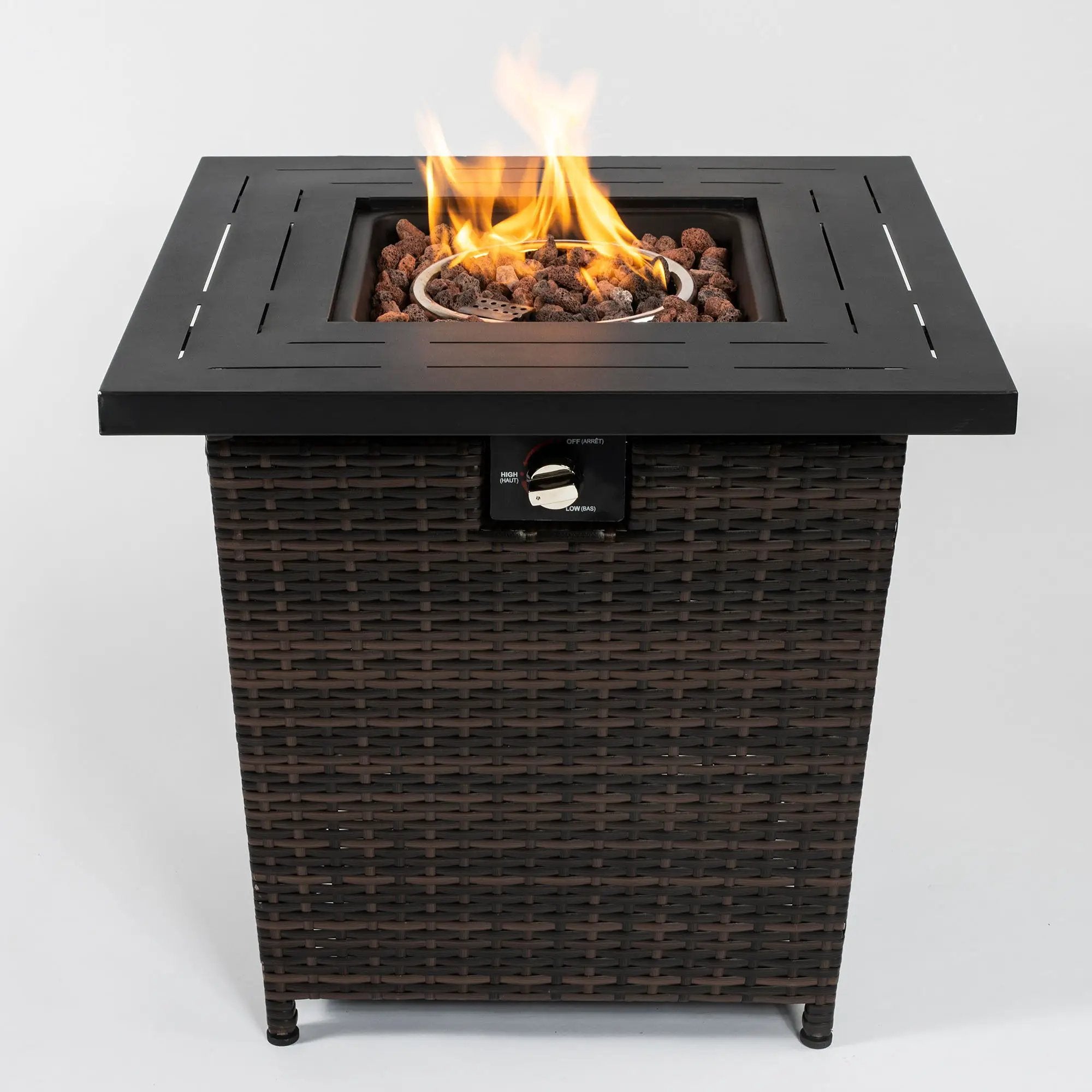 Square Fire Pit Table - Black Brown by HouseOfZazla