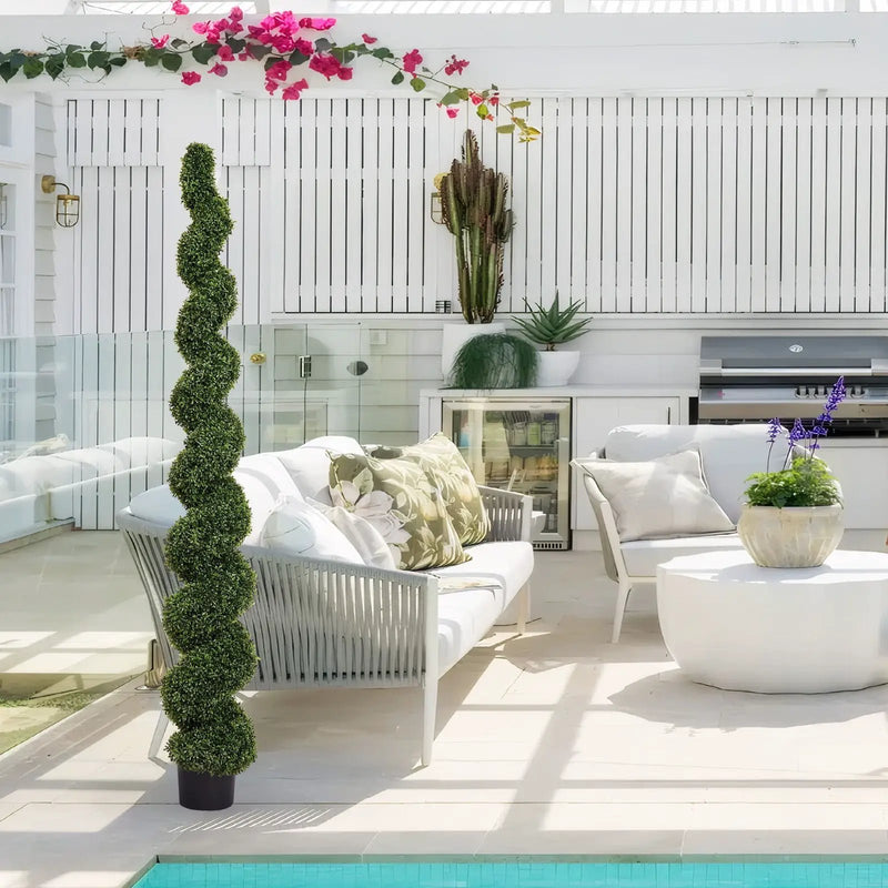 Artificial Outdoor UV Resistant Plastic Boxwood Topiary Spiral Tree by Unique Piece Furniture