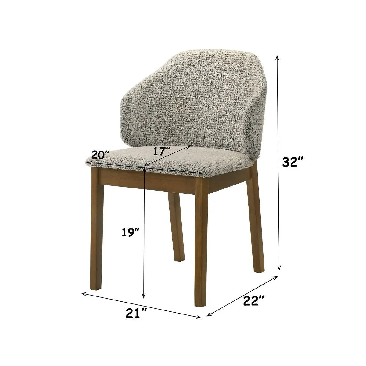 Oleia - Side Chair (Set of 2) - Chenille & Walnut by Unique Piece Furniture