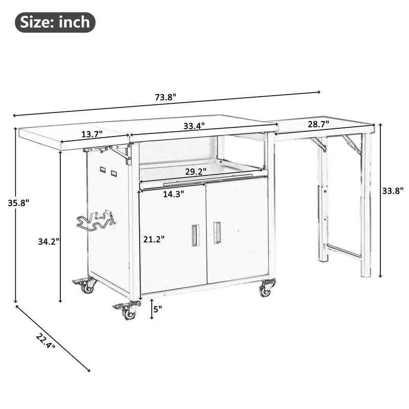 Foldable Outdoor Prep Station BBQ Cart Patio Dining Cart by HouseOfZazla