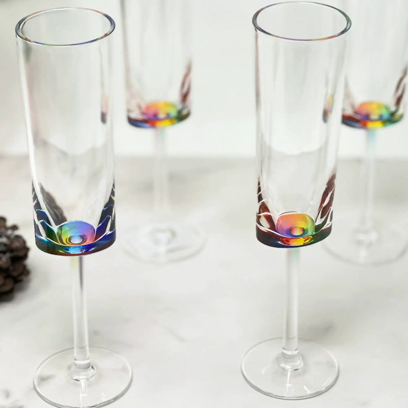 Halo - Oval Unbreakable Plastic Champagne Flutes Acrylic Wedding Glasses, 4Oz Capacity (Set of 4) - Clear by HouseOfZazla