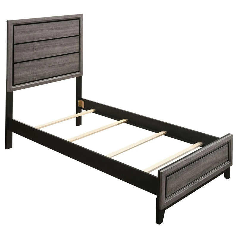 Twin Panel Bed With Tapered Legs - Gray by HouseOfZazla