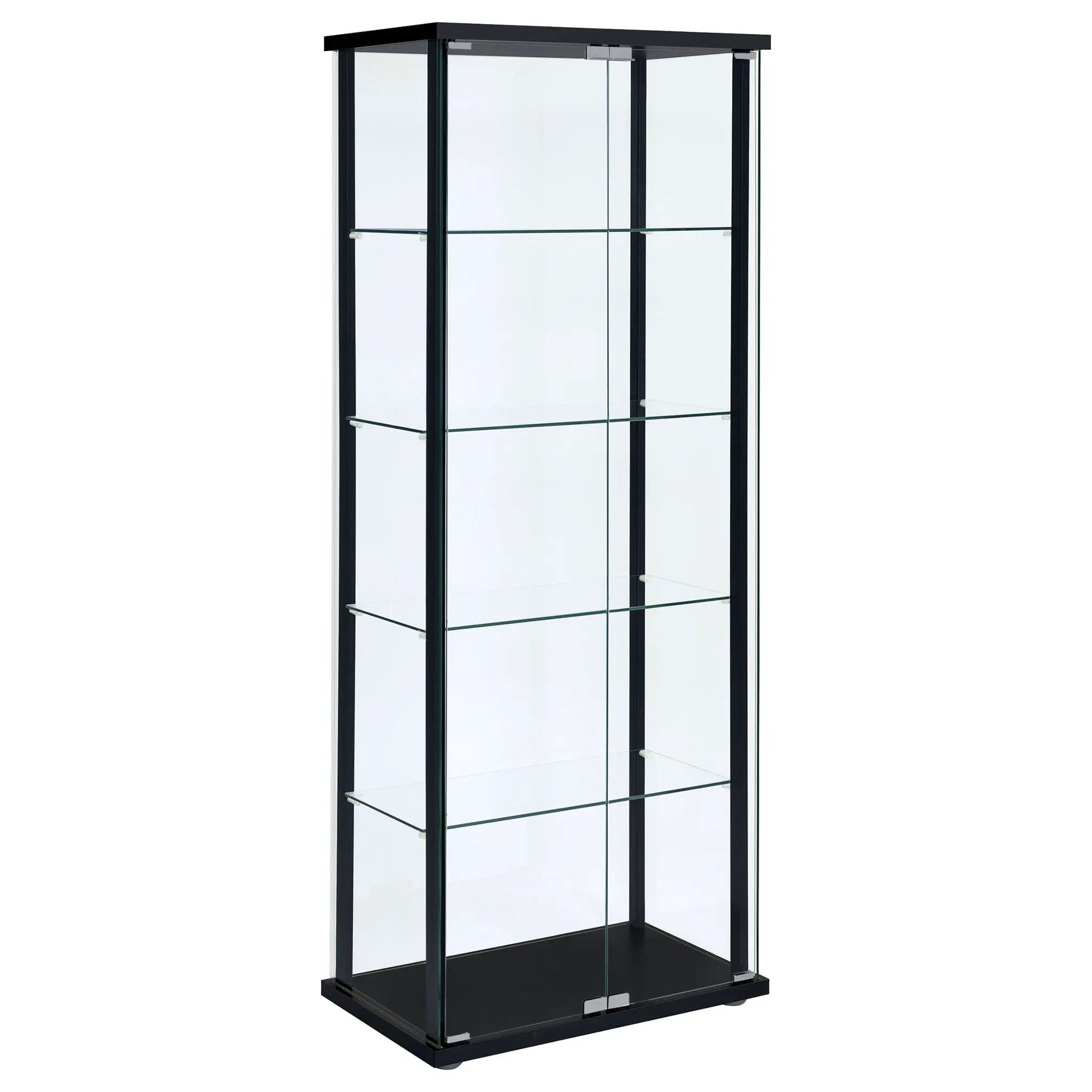 Delphinium 4-Shelf Clear Glass Curio Display Cabinet Black by Unique Piece Furniture