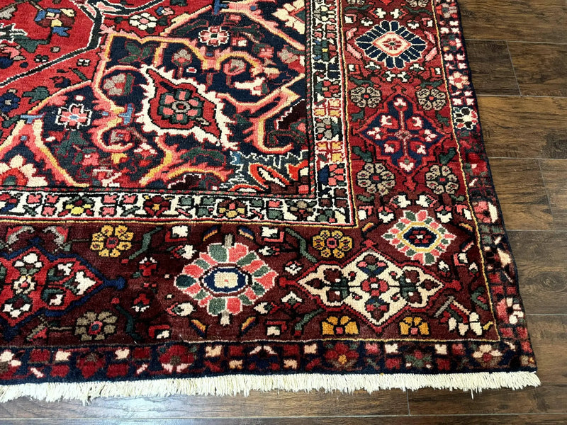Rare Persian Bakhtiari Rug 10x13, Red, Semi Antique, Large Persian Carpet, Handmade by Jewel Rugs