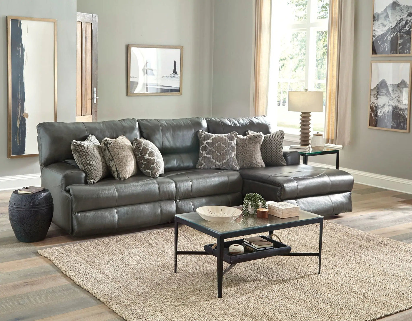 Como - 3 Piece Italian Leather Match Reclining Sectional by Unique Piece Furniture