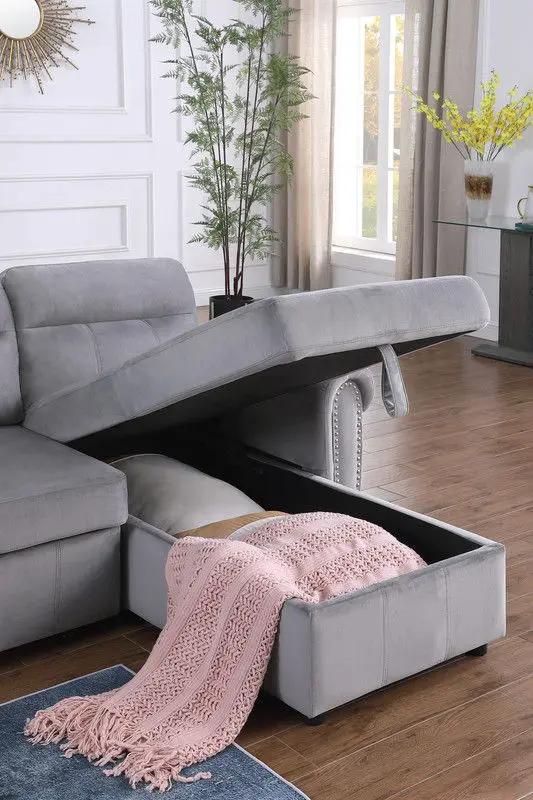 Ashton - Reversible Sleeper Sectional Sofa Chaise by HouseOfZazla