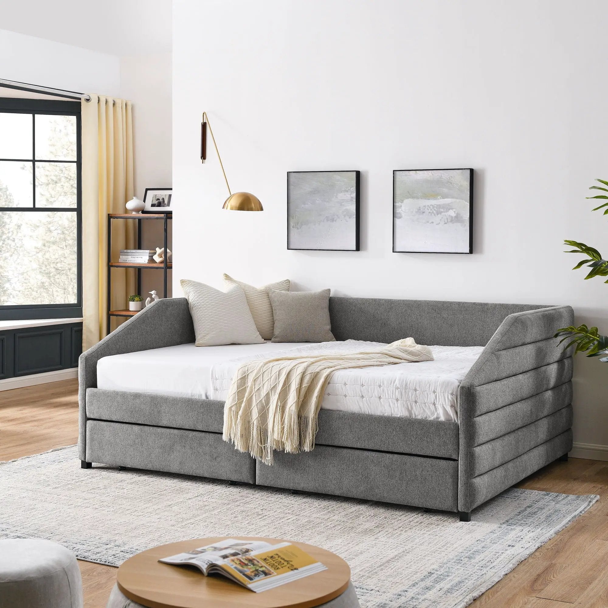 Elegant Daybed With Trundle Upholstered Tufted Sofa Bed by Unique Piece Furniture