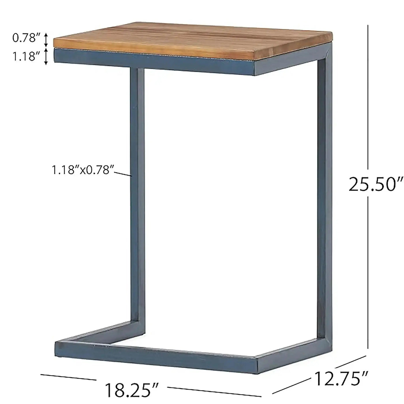 C Shaped End Table With Iron Base And Fir Wood Top by HouseOfZazla
