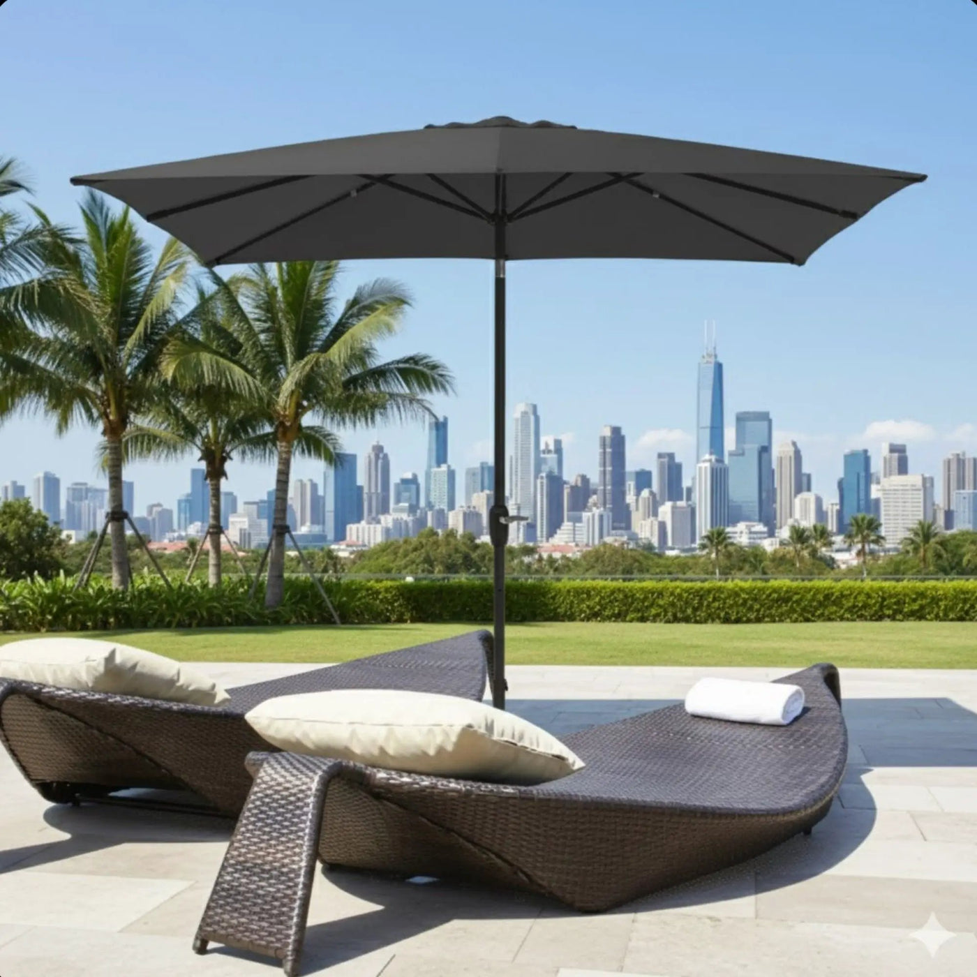 Rectangular Patio Umbrella With Crank Tilt, Polyester UV-Resistant Canopy by HouseOfZazla