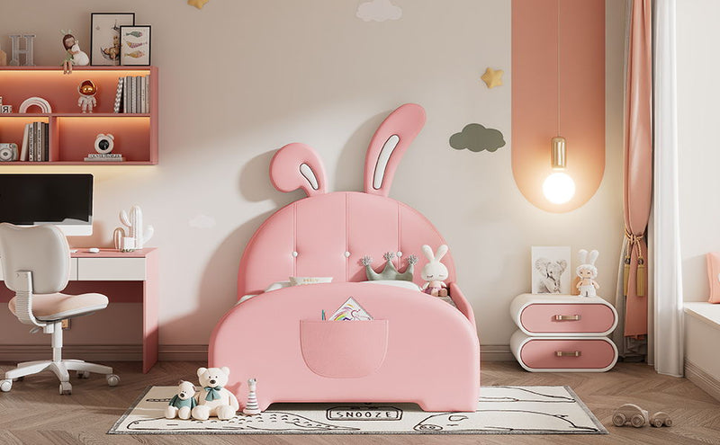 Upholstered Rabbit-Shape Princess Bed With Headboard And Footboard by HouseOfZazla
