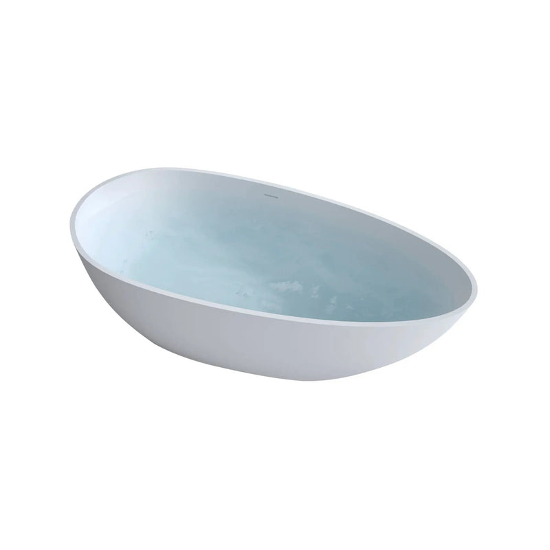 Solid Surface Matte Tub, Freestanding Solid Surface Resin Stone Bathtub, Solid Surface Matte White Soaking Tub, Free Standing Tub With Overflow And Pop-Up Drain - Matte White by HouseOfZazla