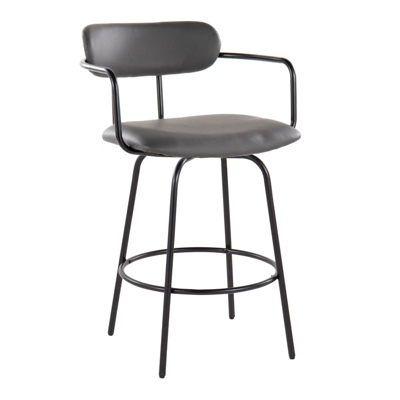 Demi - Contemporary Fixed Height Counter Stool With Swivel With Round Footrest (Set of 2) by HouseOfZazla