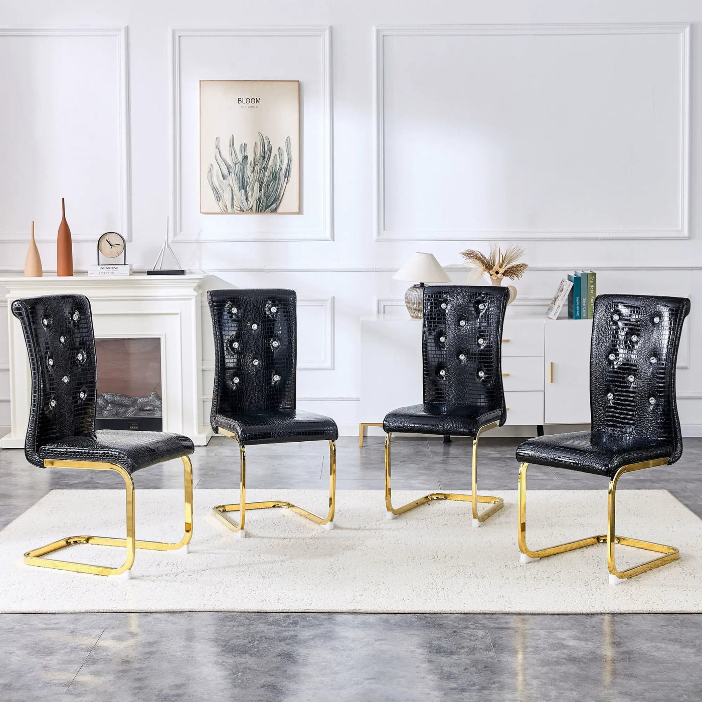 Elegant Design Alligator Skin Upholstered Dining Chairs by Unique Piece Furniture