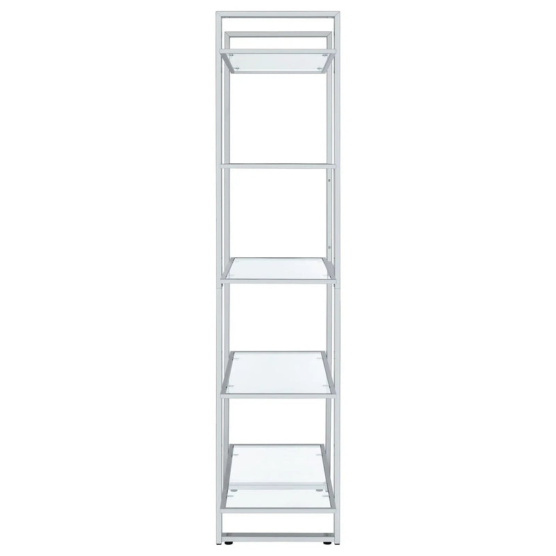 Hartford 79-inch 5-shelf Glass Bookshelf Chrome by Unique Piece Furniture