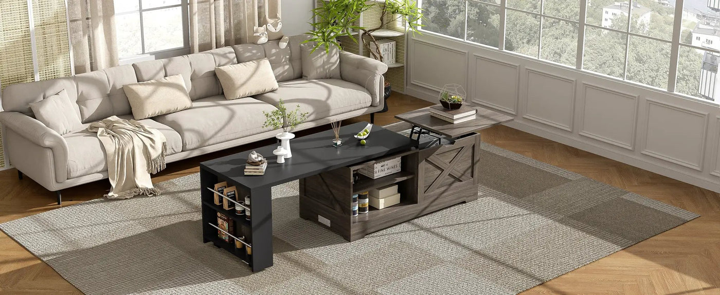 Farmhouse Lift Top Coffee Table With Barn Doors by HouseOfZazla