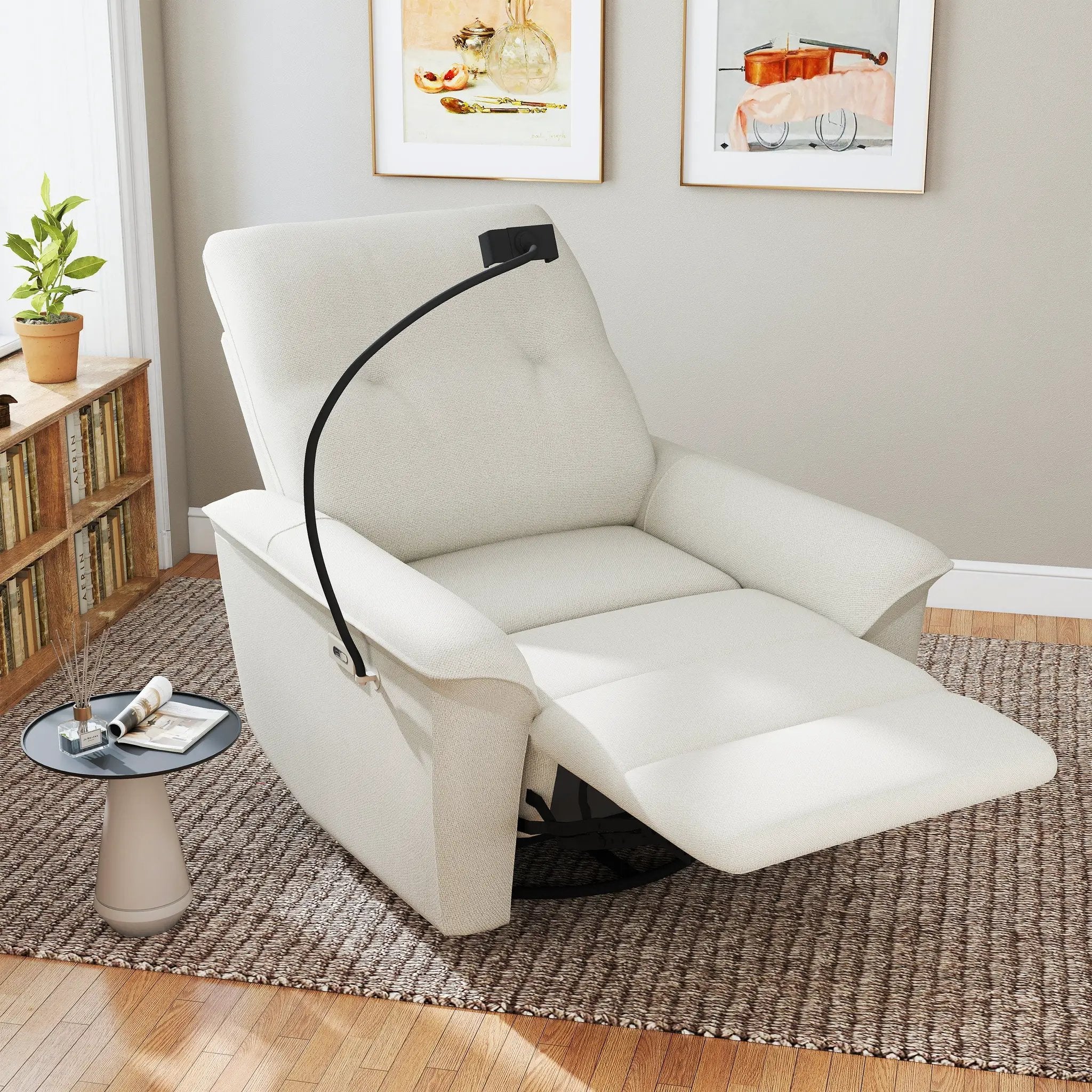 270° Power Swivel Rocker Recliner Chair with Phone Holder by HouseOfZazla