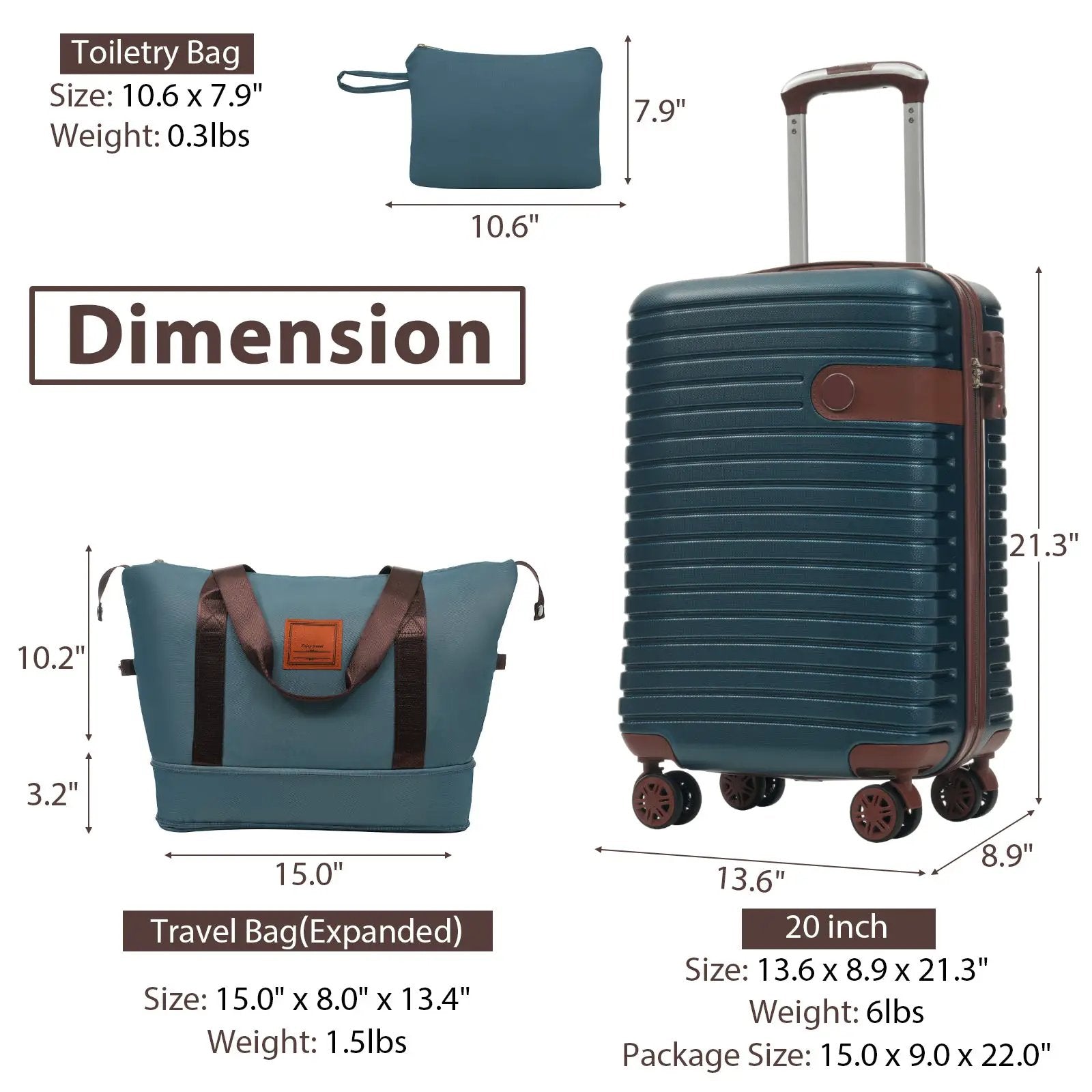 Lightweight 3 Piece Carry-On Luggage Set by HouseOfZazla