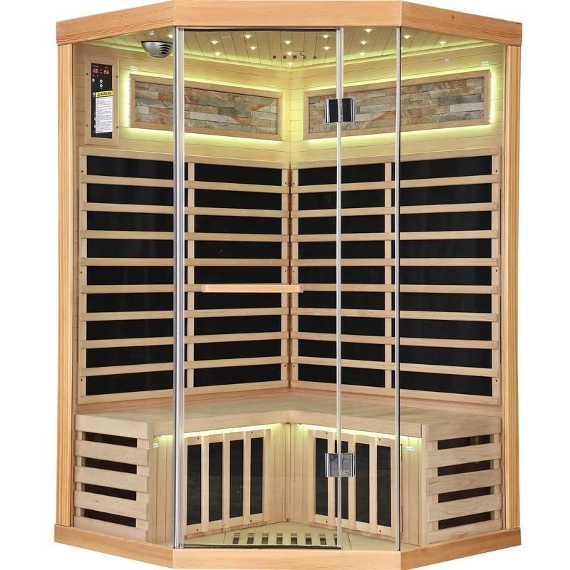 Double Sauna Room With Carbon Heating Plates - White Oak by HouseOfZazla