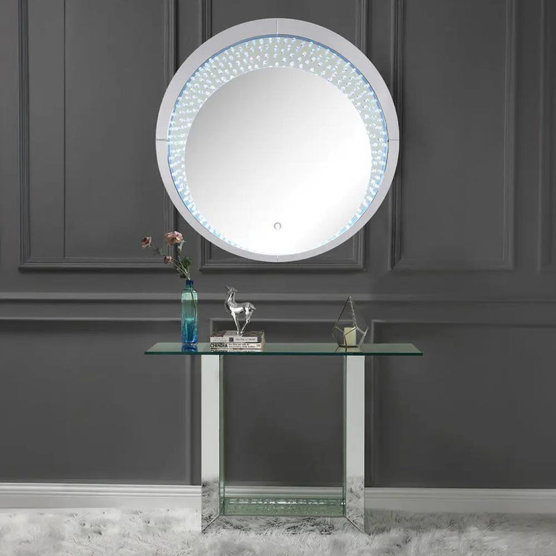 Nysa - 39" Accent Mirror With LED - Mirrored & Faux Crystals by Unique Piece Furniture