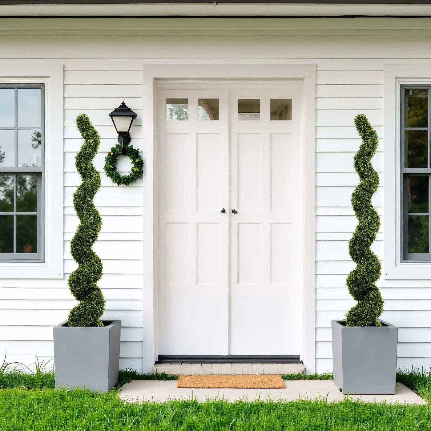 Artificial Outdoor UV Resistant Plastic Boxwood Topiary Spiral Tree by HouseOfZazla