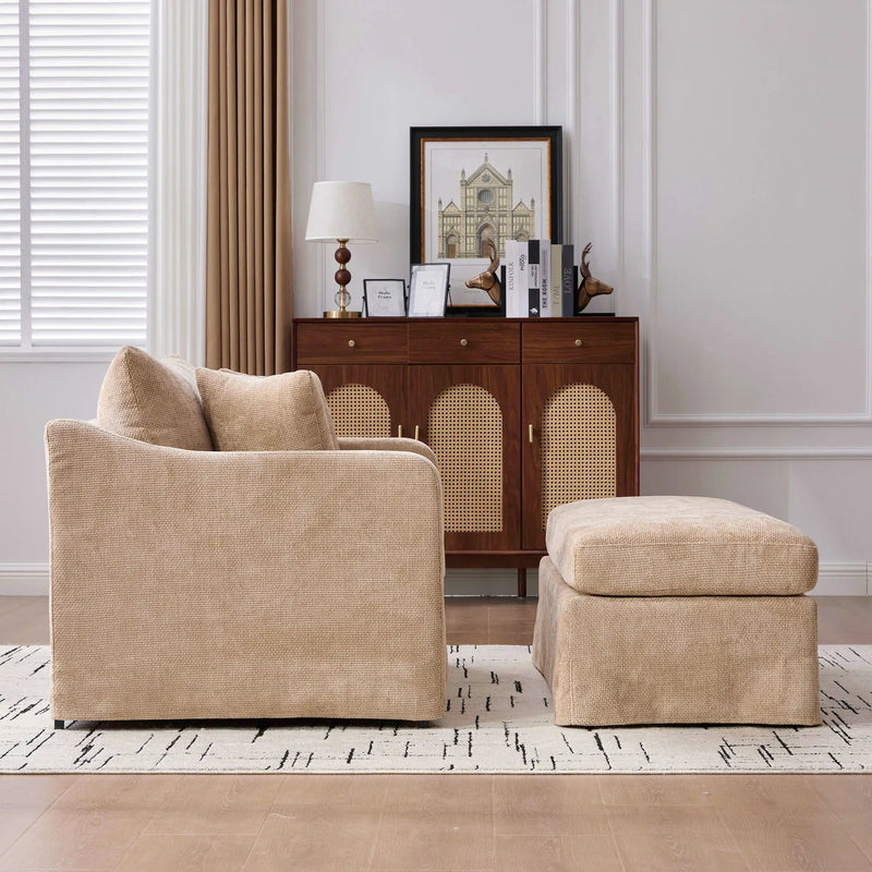 Accent Chair With Ottoman, Includes 2 Bolster Pillows by Unique Piece Furniture
