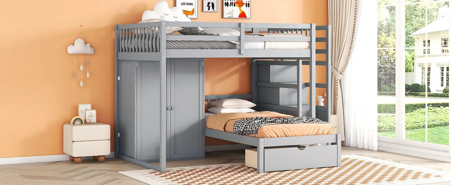 Bunk Bed With Wardrobe, Drawers by HouseOfZazla