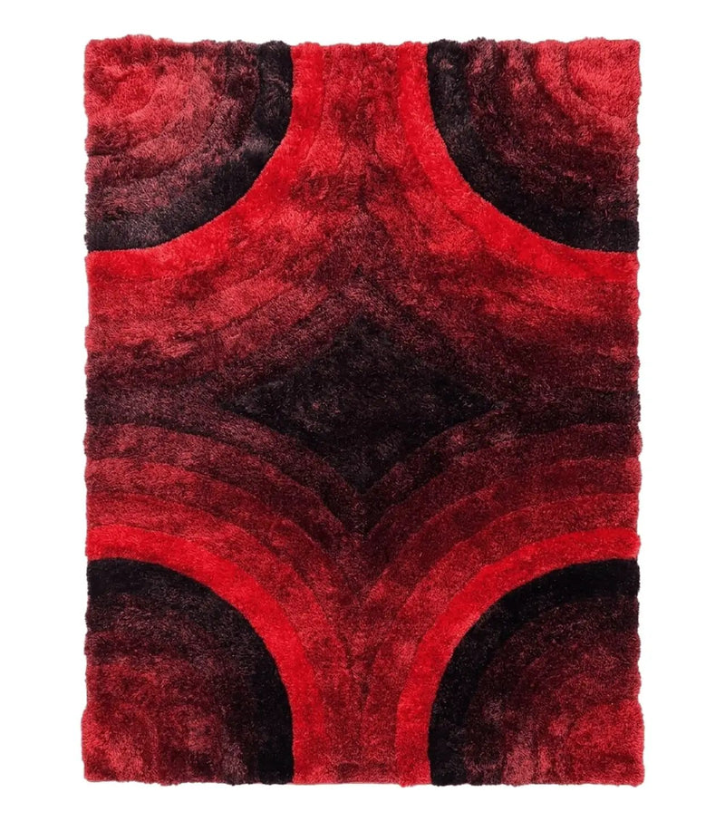 Red and Black Shag Rug 5x7, Pair A by Jewel Rugs