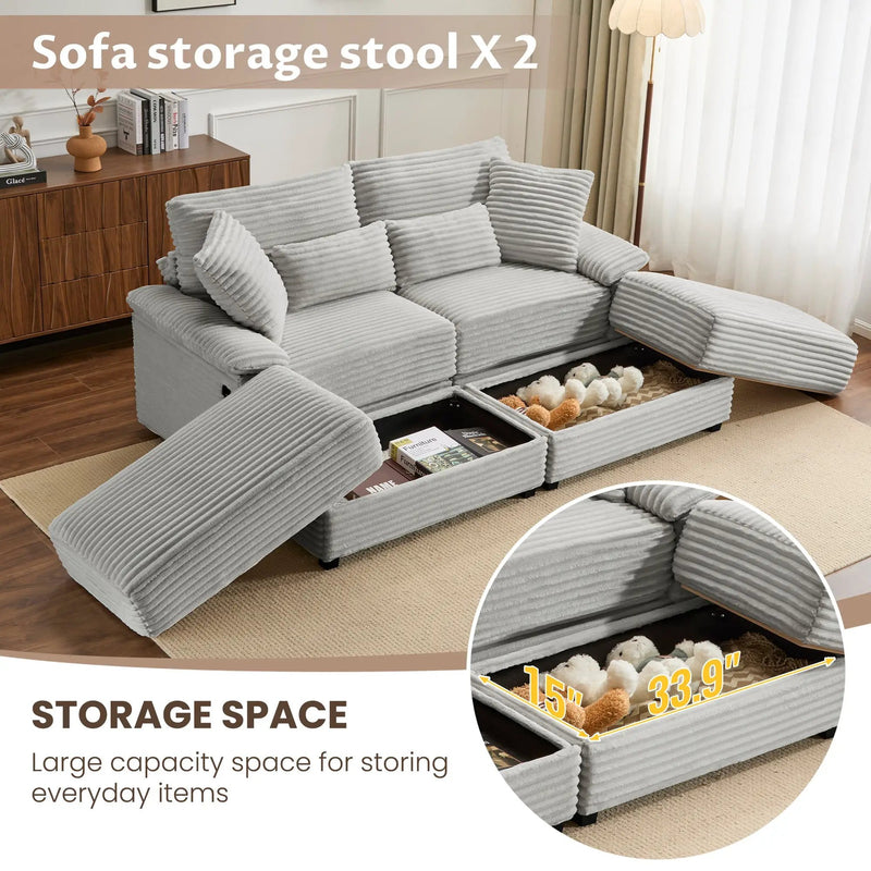 Double Chaise Lounge Set with Reversible Ottoman by HouseOfZazla