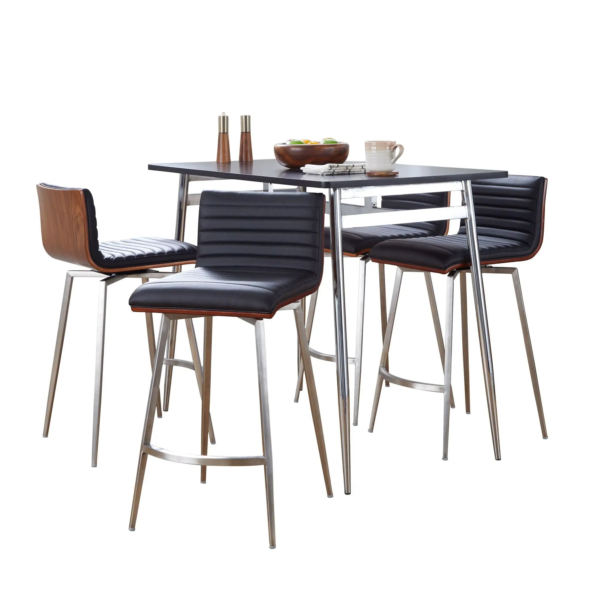 Marcel Mason - 5 Piece Swivel Contemporary Counter Height Dining Set by HouseOfZazla