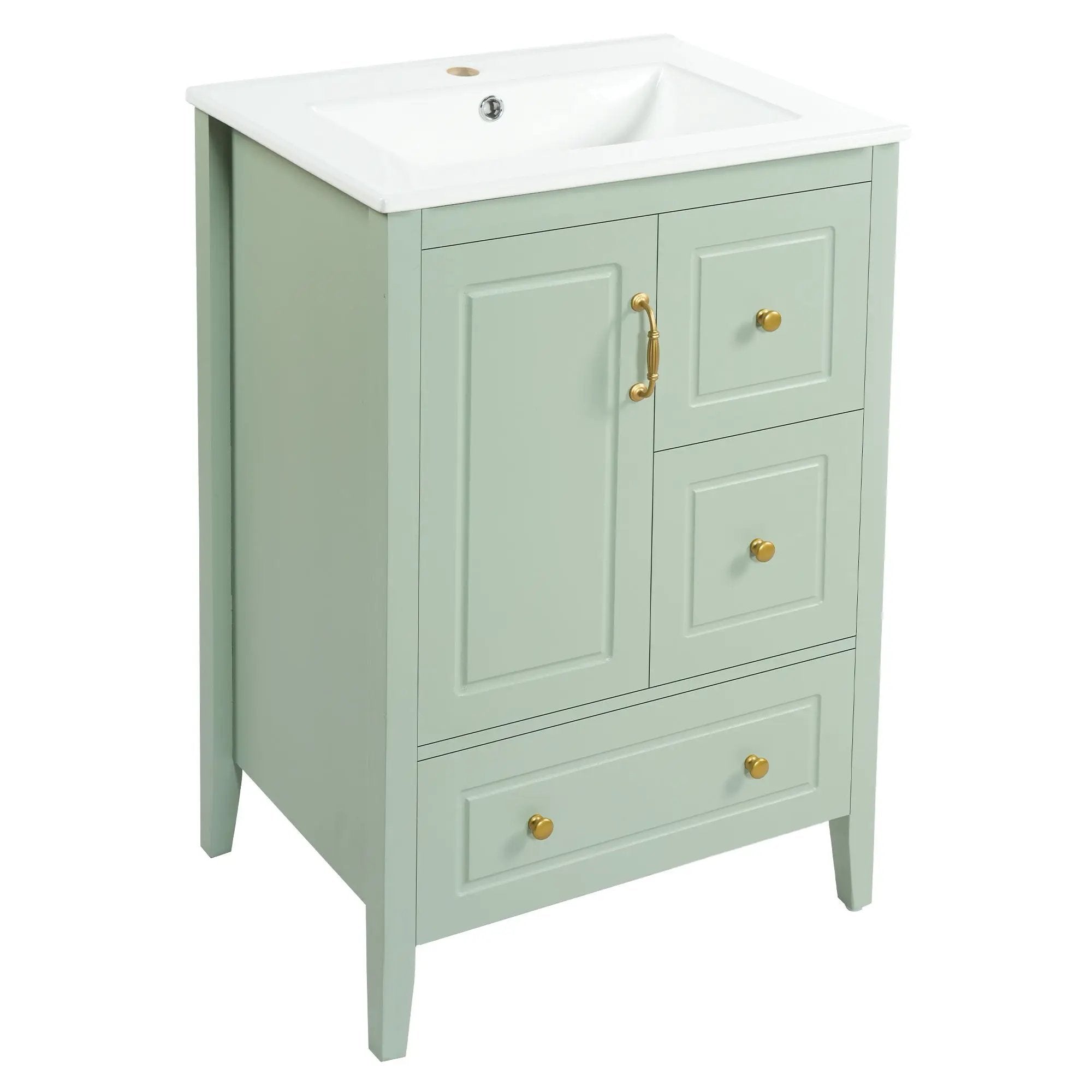 Retro Bathroom Vanity With Sink, Soft Closing Cabinet & Drawers by HouseOfZazla