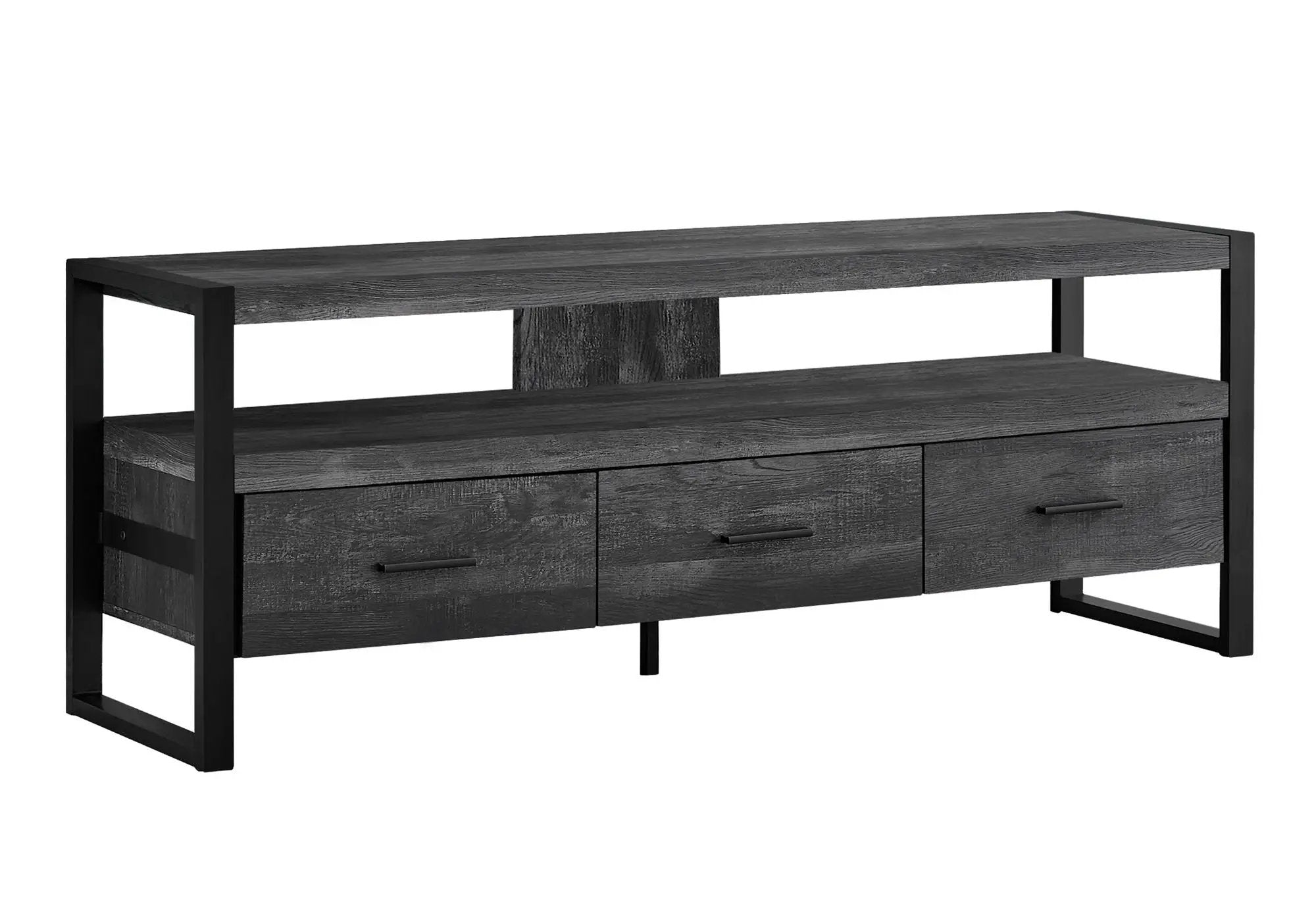 TV Stand, Console, Media Entertainment Center, Storage Solution Drawers - Black by Unique Piece Furniture