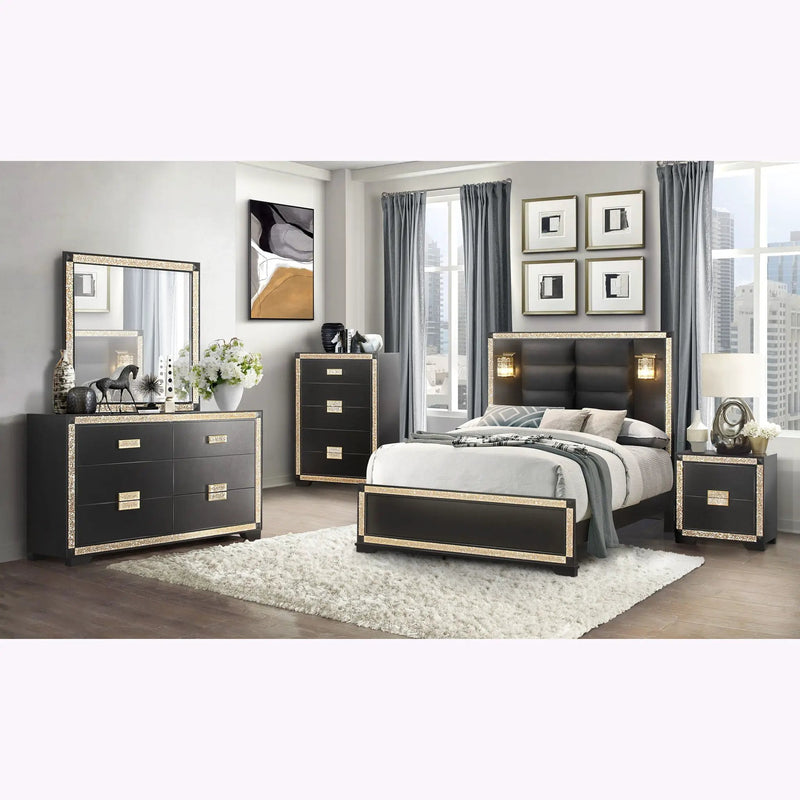 Lively - Chest With Glitter Detail And Thick Bar Handle Hardware - Black by Unique Piece Furniture