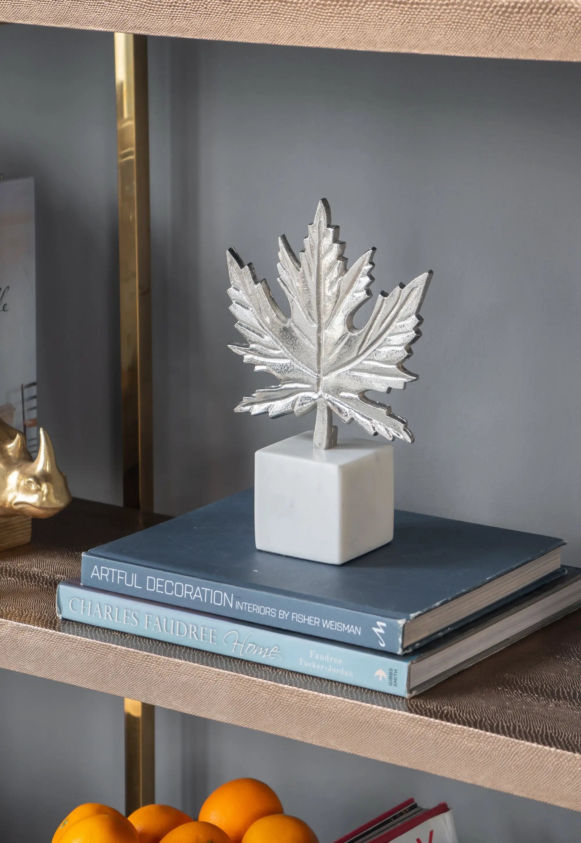 Aluminum Leaf Sculpture with Marble Base by HouseOfZazla