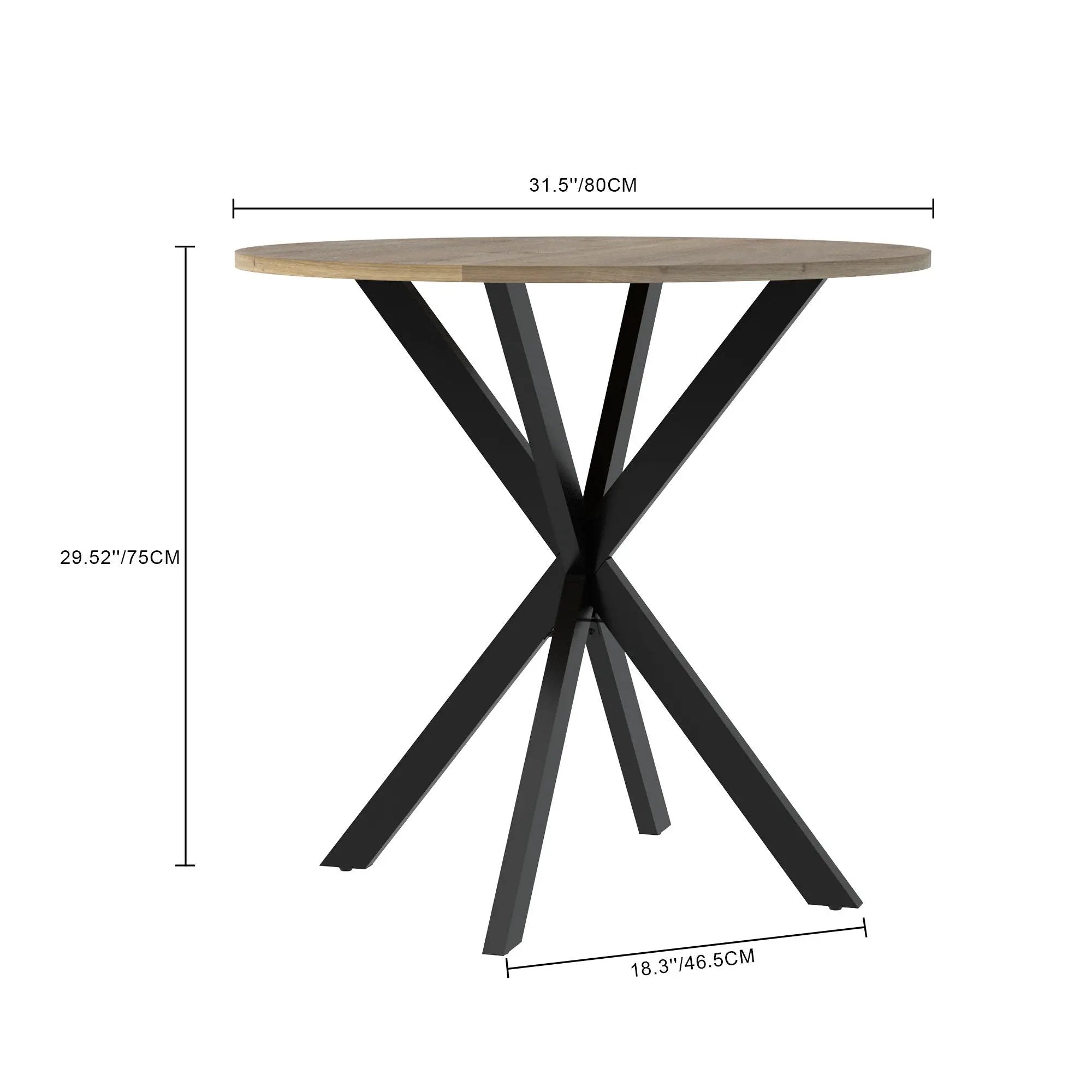 Round Dining Table For 2 - 4 People, Compact Kitchen Or Dining Room - Rustic Brown by Unique Piece Furniture