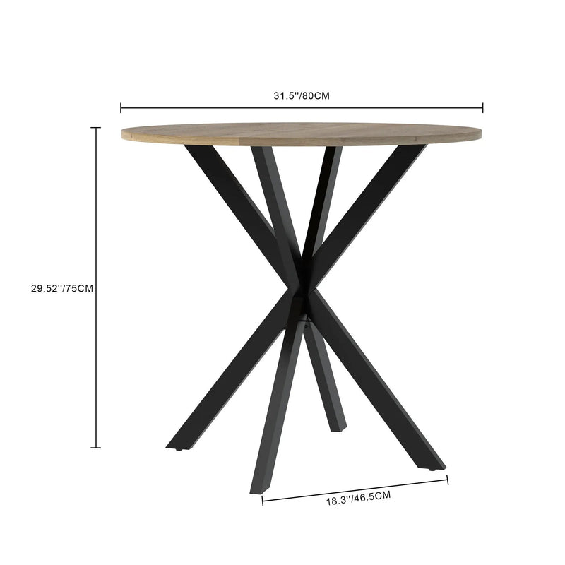 Round Dining Table For 2 - 4 People, Compact Kitchen Or Dining Room - Rustic Brown by HouseOfZazla
