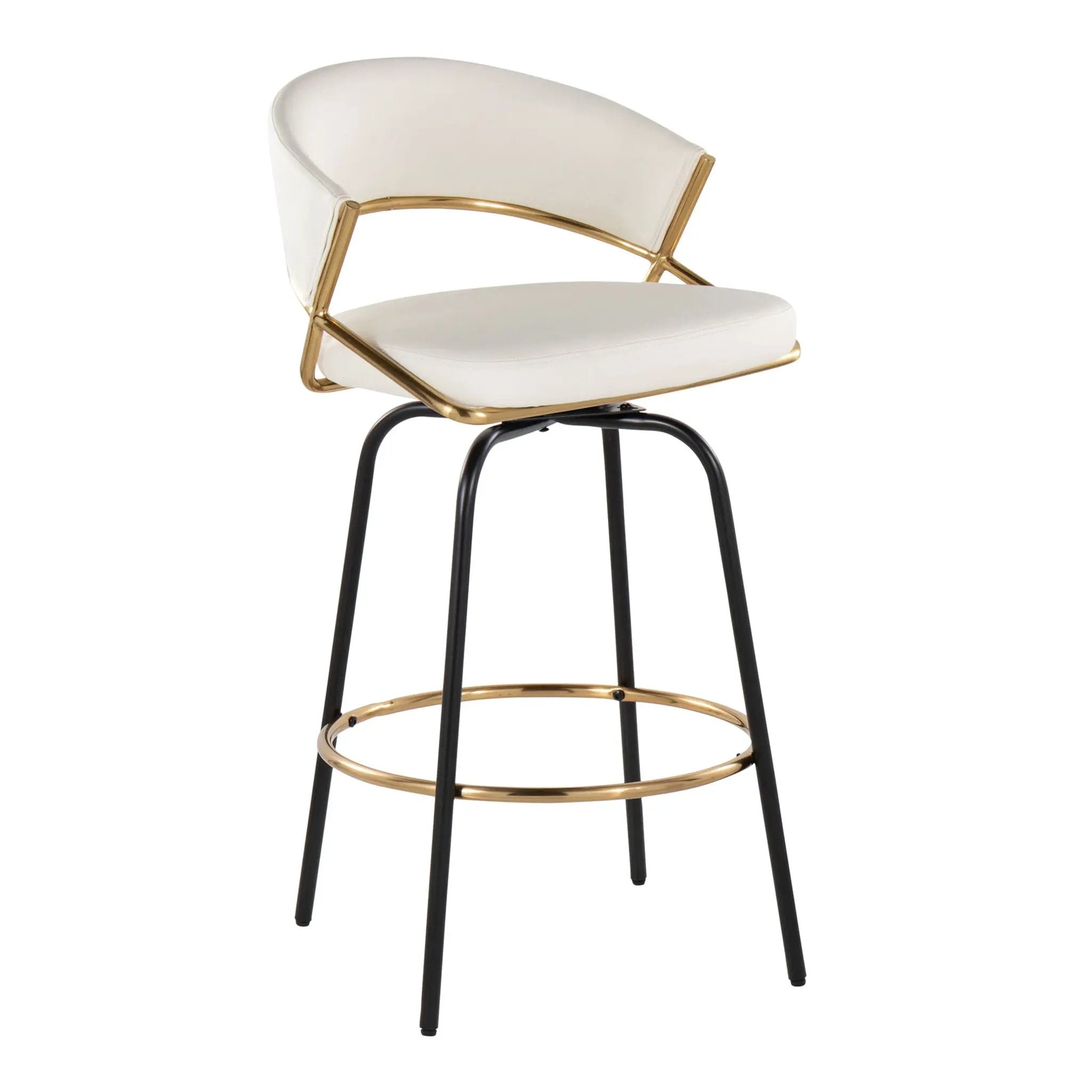 Jie - Fixed Height Contemporary Counter Stool With Swivel Round Footrest (Set of 2) by Unique Piece Furniture