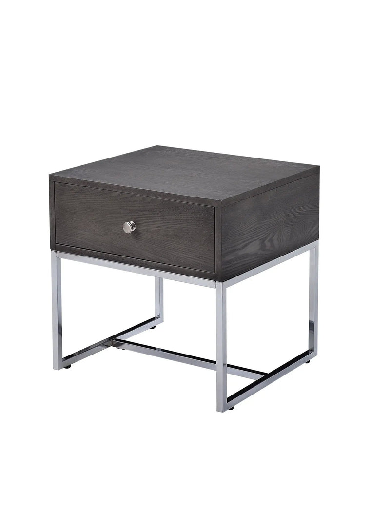 Iban - End Table - Gray Oak / Chrome by Unique Piece Furniture