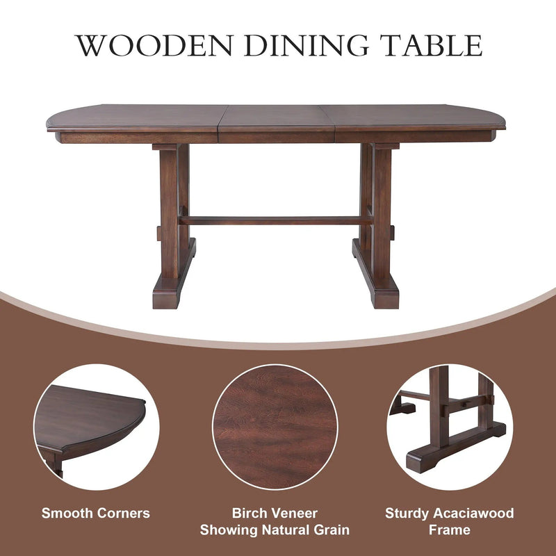 6 Piece Extendable Dining Table Set, Wood Table With Removable Leaf, 4 Upholstered Chairs And Bench - Cherry by Unique Piece Furniture