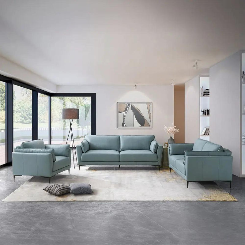 Mesut - Loveseat - Sage Green Top Grain Leather & Black by Unique Piece Furniture