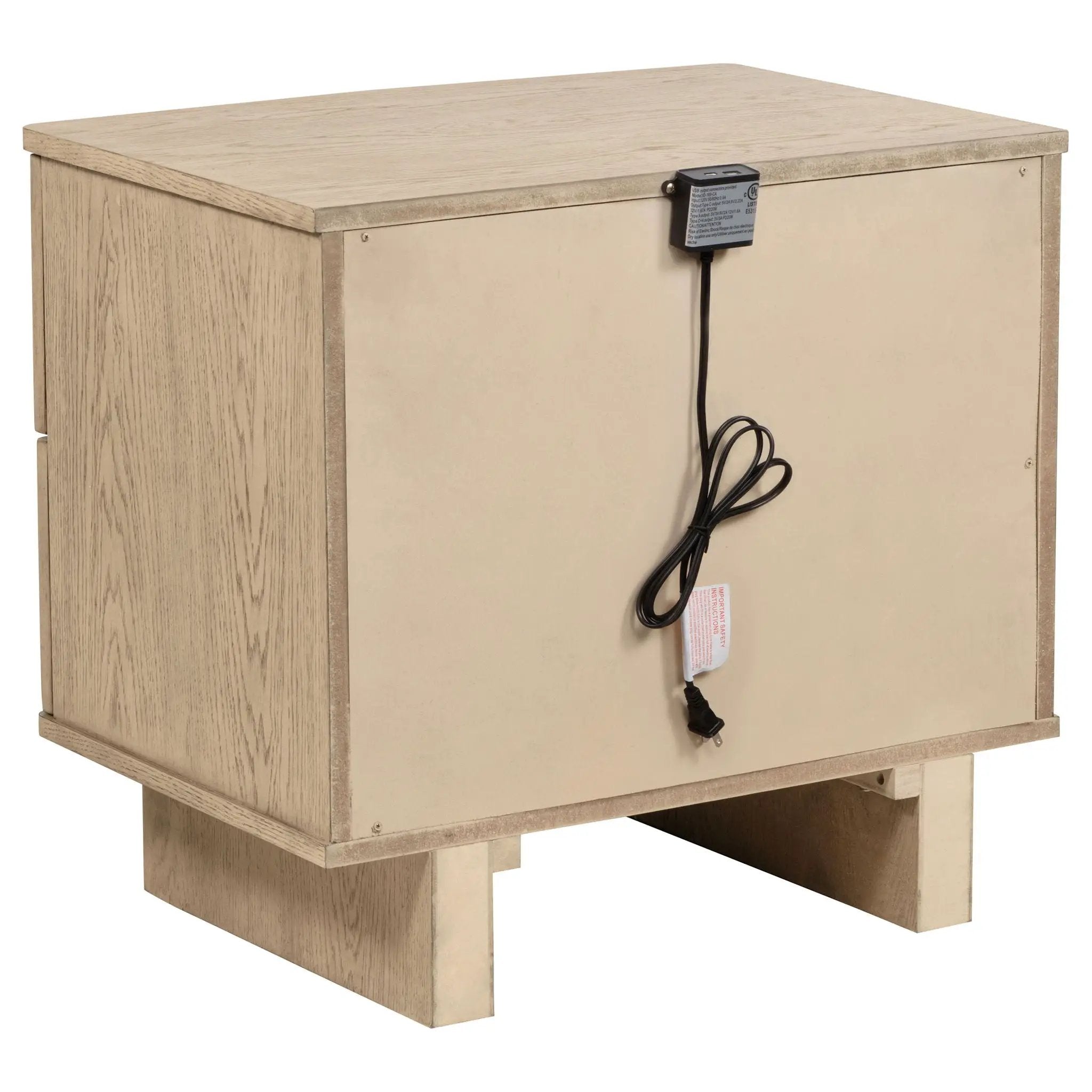 Kailani 2-drawer Nightstand Bedside Table Beige Oak by Unique Piece Furniture