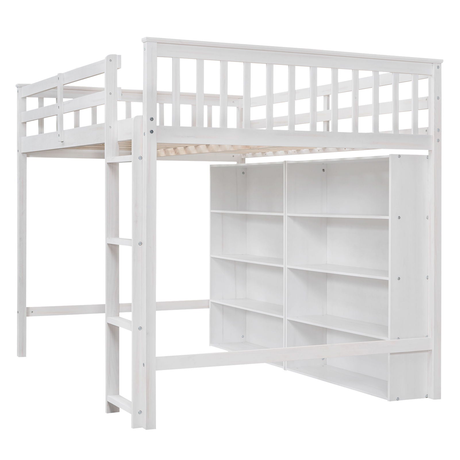 Loft Bed With 8 Open Storage Shelves And Built In Ladder by HouseOfZazla