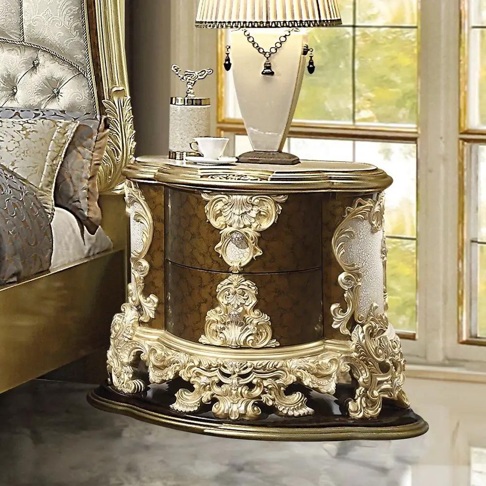 Desiderius - Nightstand - Antique Gold & Hand Painted Brown by Unique Piece Furniture
