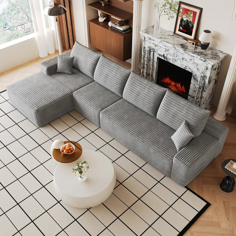 135" Cloud Sectional Couch with L-Shape Chaise by HouseOfZazla