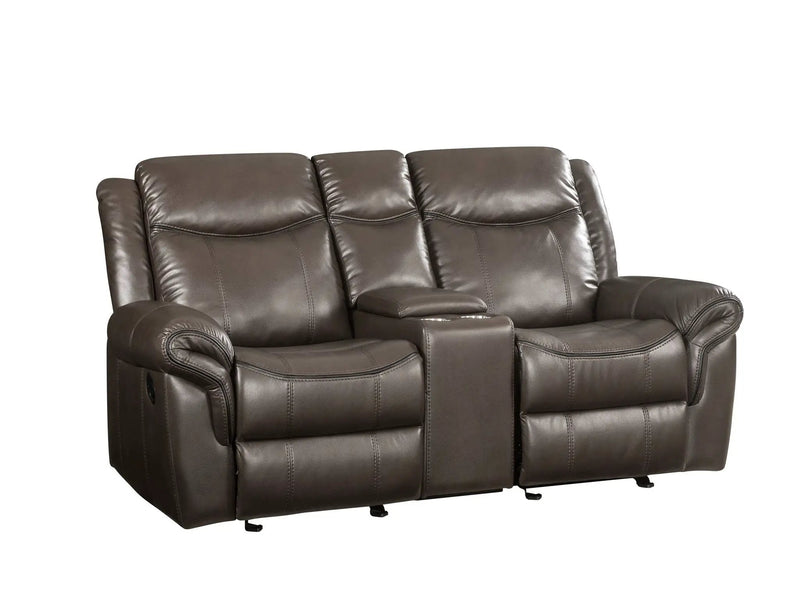Lydia - Leather Aire Motion Loveseat With USB Console - Brown by HouseOfZazla