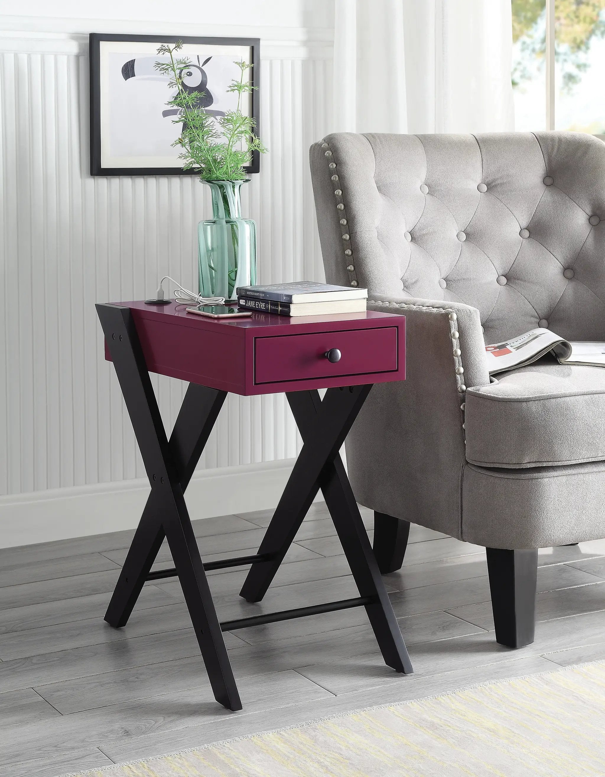 Fierce Accent Table with Built-in USB Port by HouseOfZazla