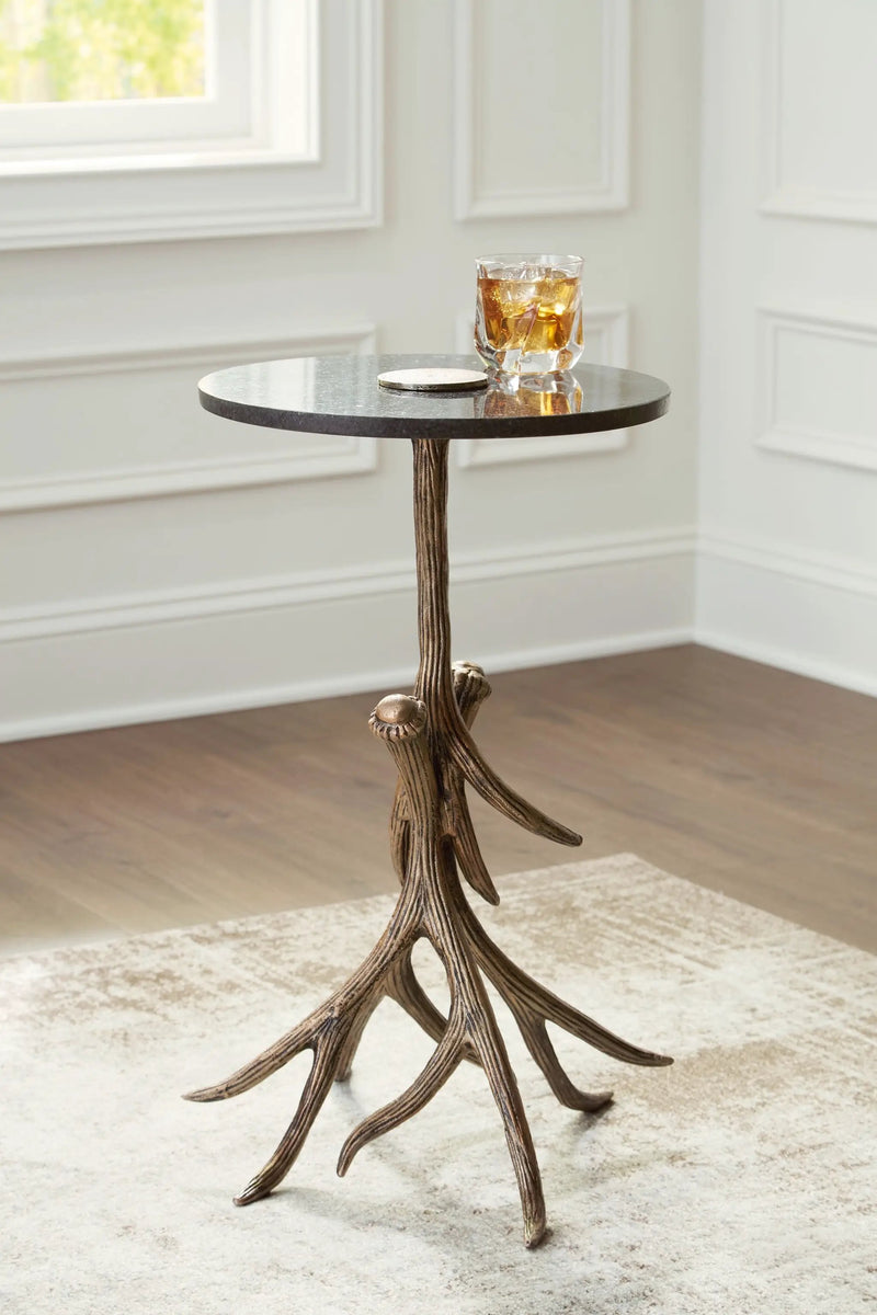 Lemkins - Accent Table - Black / Antique Gold Finish by Unique Piece Furniture
