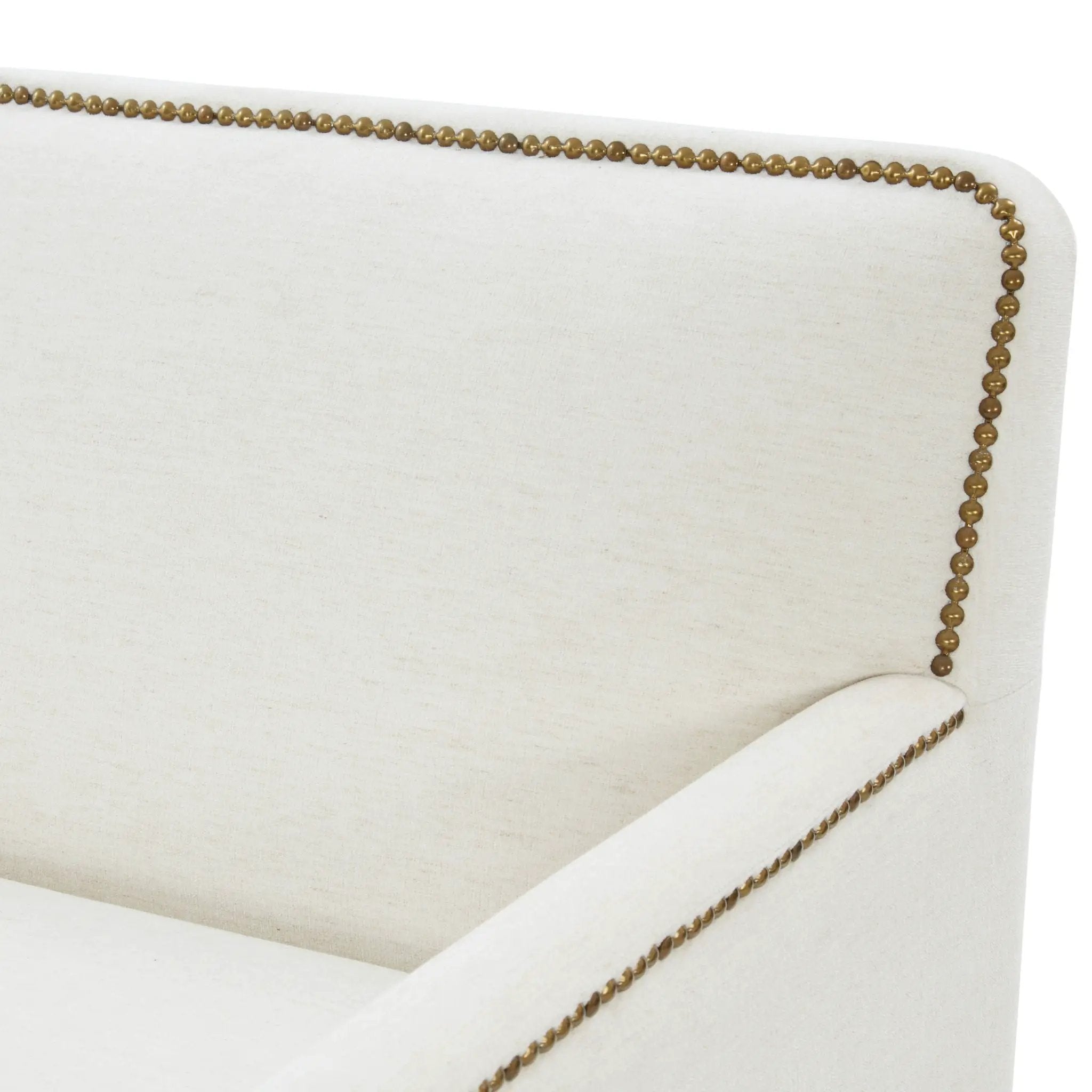 Tolland - Swivel Accent Chair With Antique Brass Nailhead Trim - Cream by HouseOfZazla