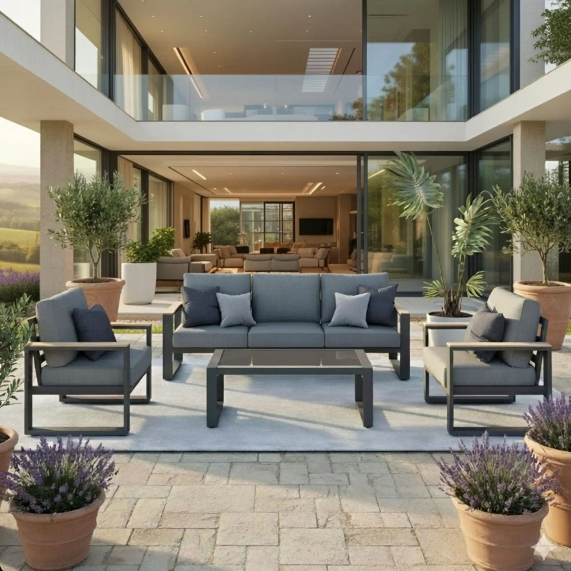 Modern Outdoor Sofa Set With Coffee Table by HouseOfZazla